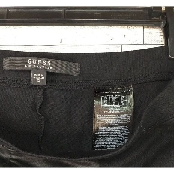 Guess Faux Leather Panel Leggings Women's Size XL Black Stretch High‎ Waist - Picture 4 of 9